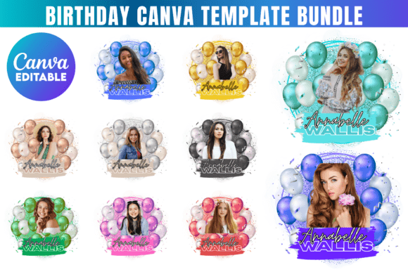 Download Birthday Canva Editable Template Bundle - Canva editable Collection